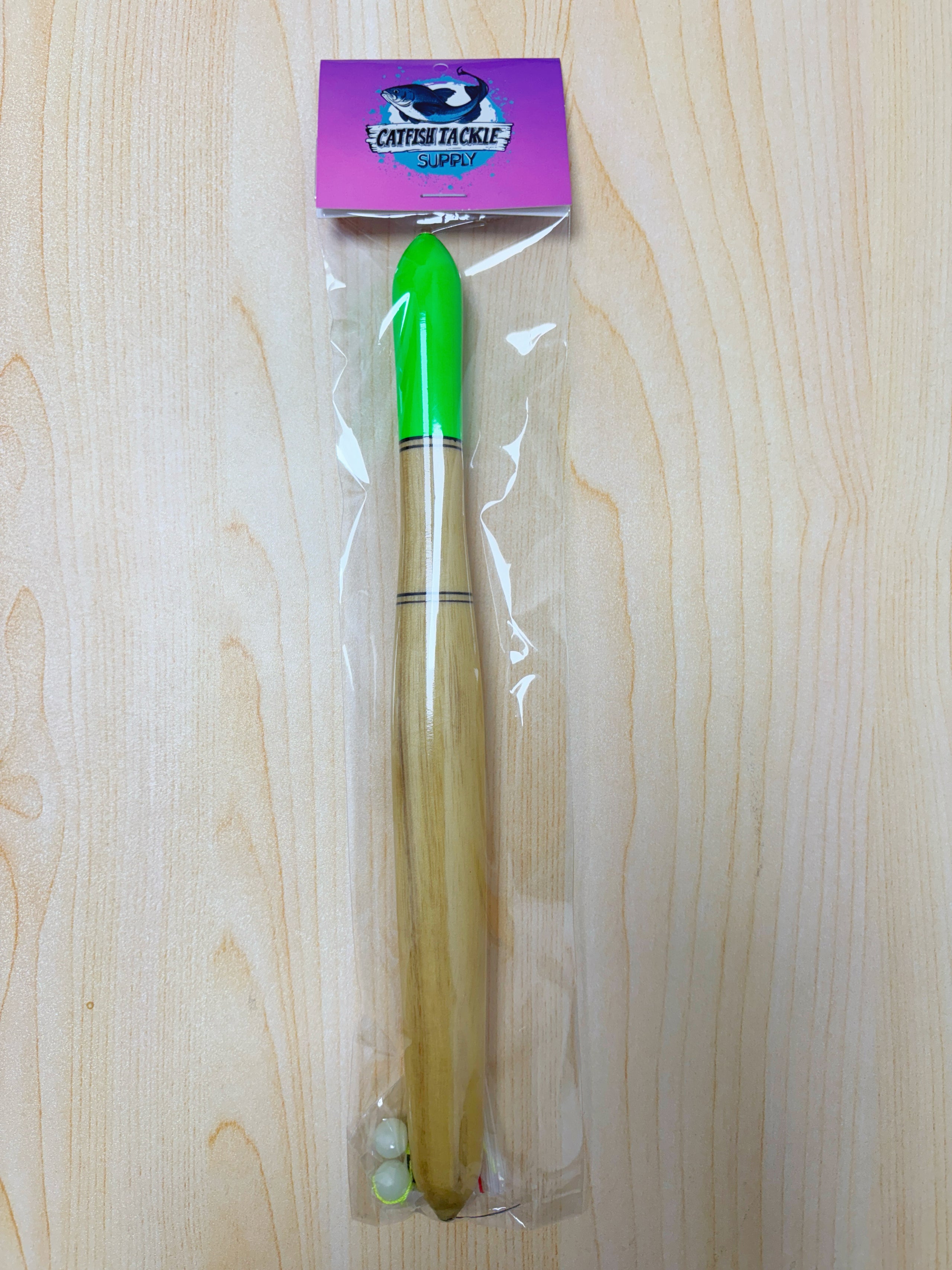 10" Green Top & Wood Body Float