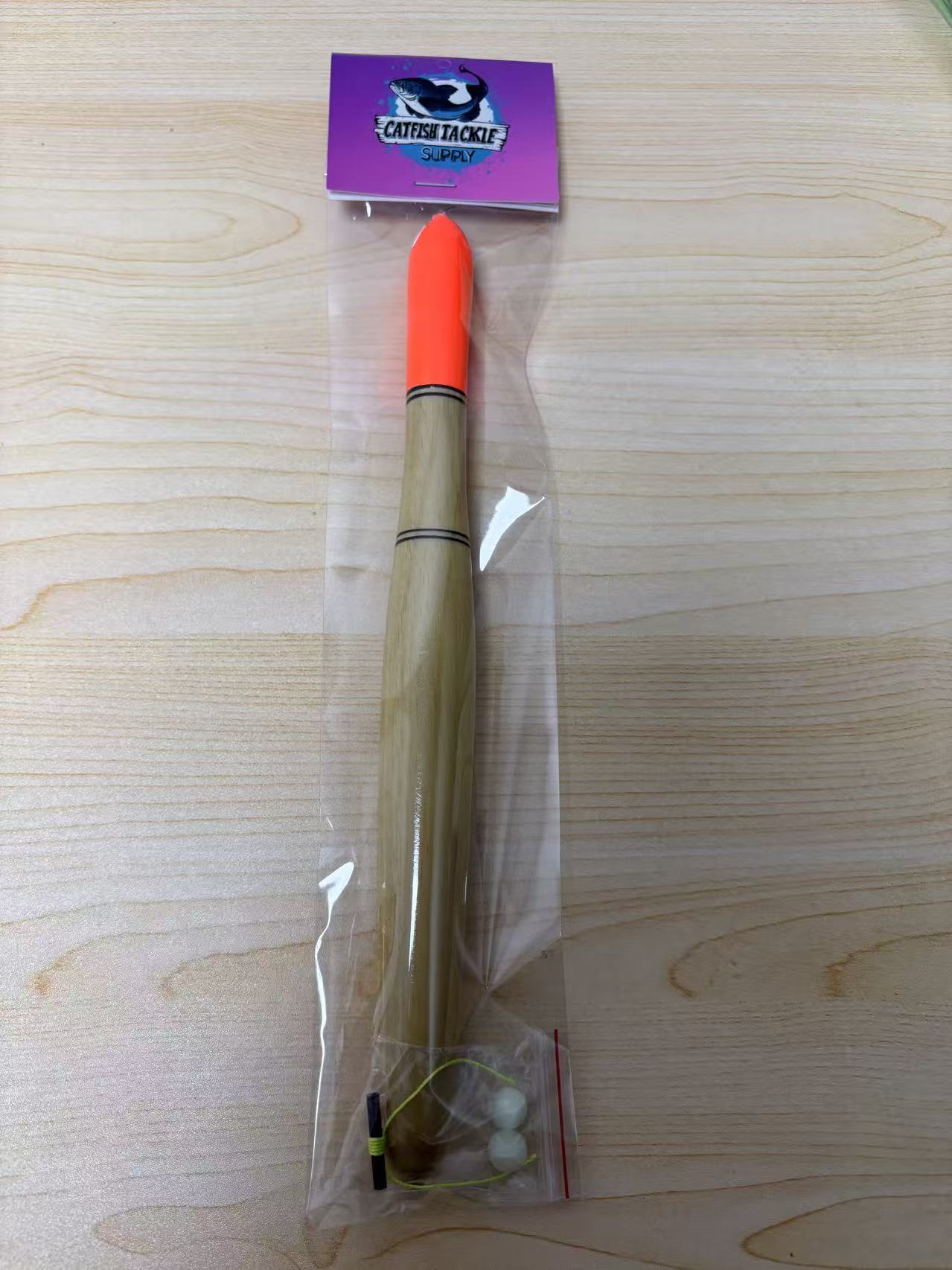 10" Orange Top & Wood Body Float