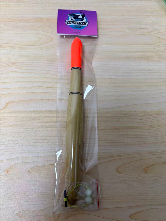 10" Orange Top & Wood Body Float