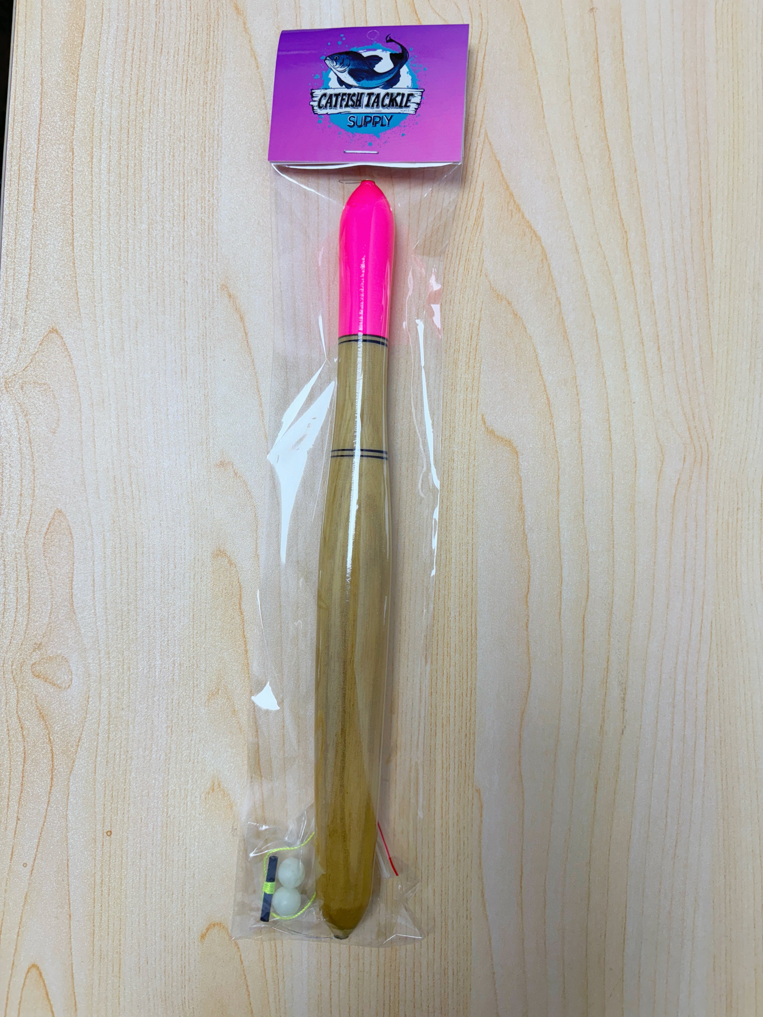 10" Pink Top & Wood Body Float