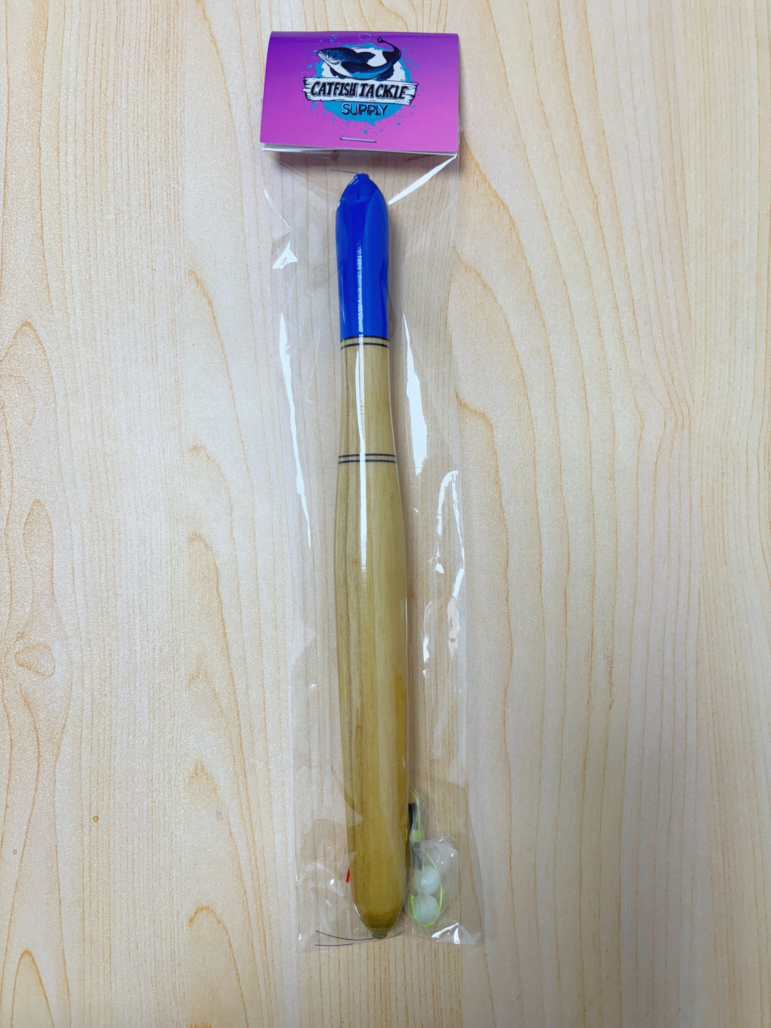 10" Blue Top & Wood Body Float