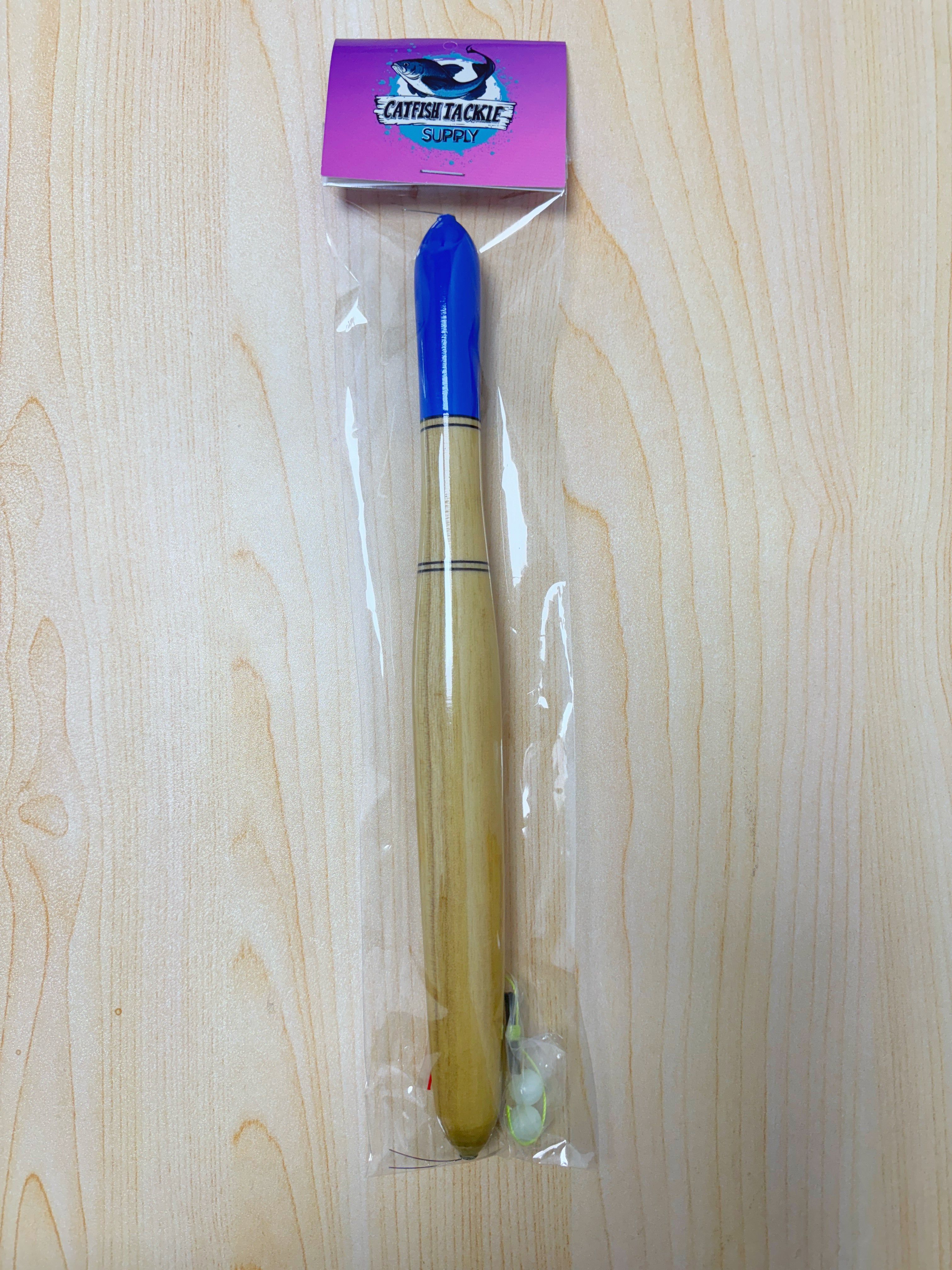 10" Blue Top & Wood Body Float